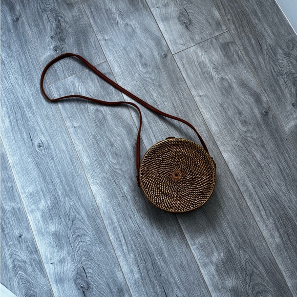 Round Woven Crossbody Bag - Brown - Picture 3 of 4